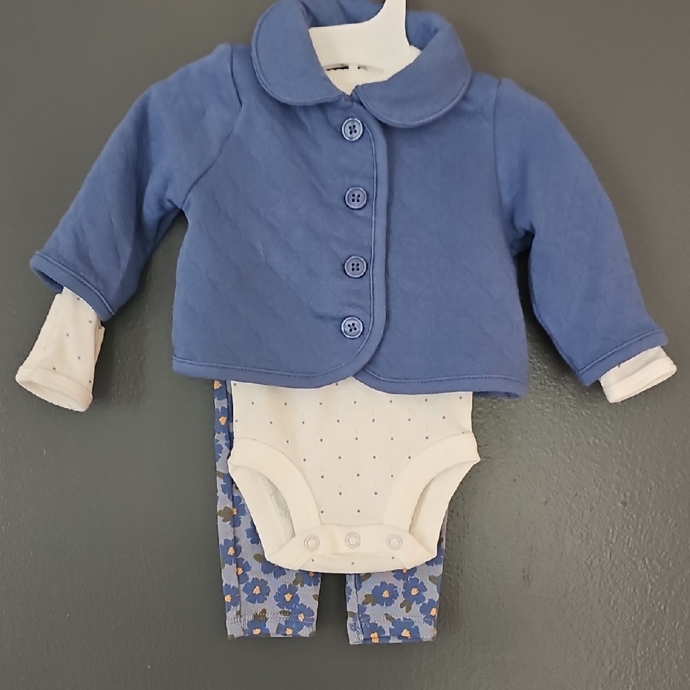 Carter's Blue and White Peter Pan Collar Outfit